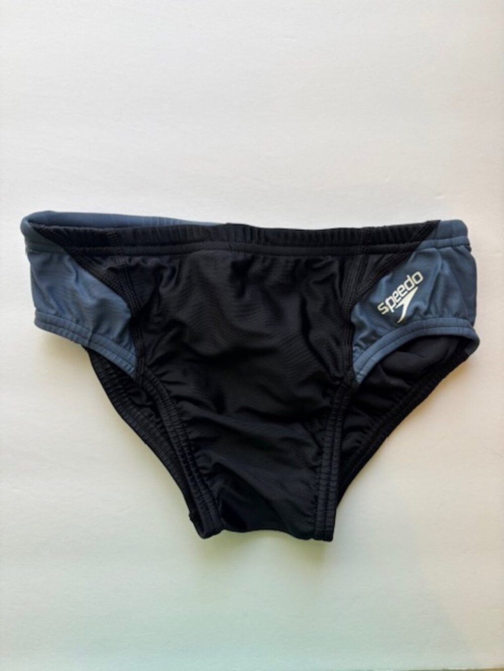 Speedo Tone Setter Brief Youth Boys ML 26 Endurance+ Swimwear Black Grey New